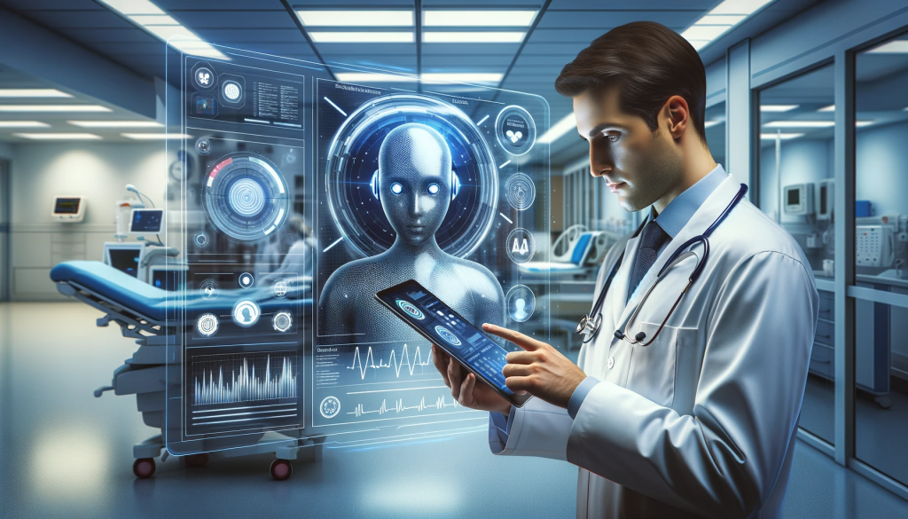 AI chatbot in healthcare delivering medical information to a doctor